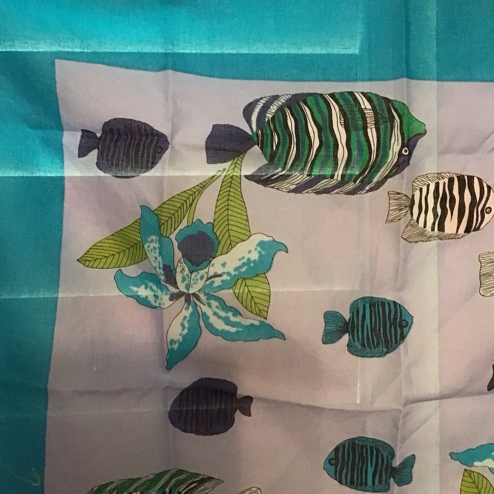 Vintage Adrienne Vittadini Fish Print Scarf